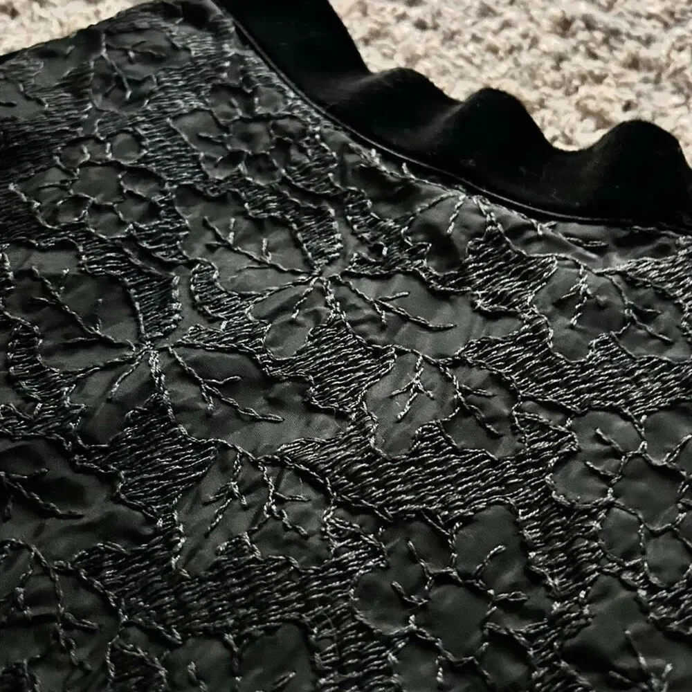 1950s Smart Set Sportswear Black Brocade Full Skirt Tulle Petticoat Velvet Waist